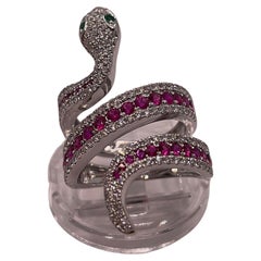 Emerald Ruby Diamond Snake Ring