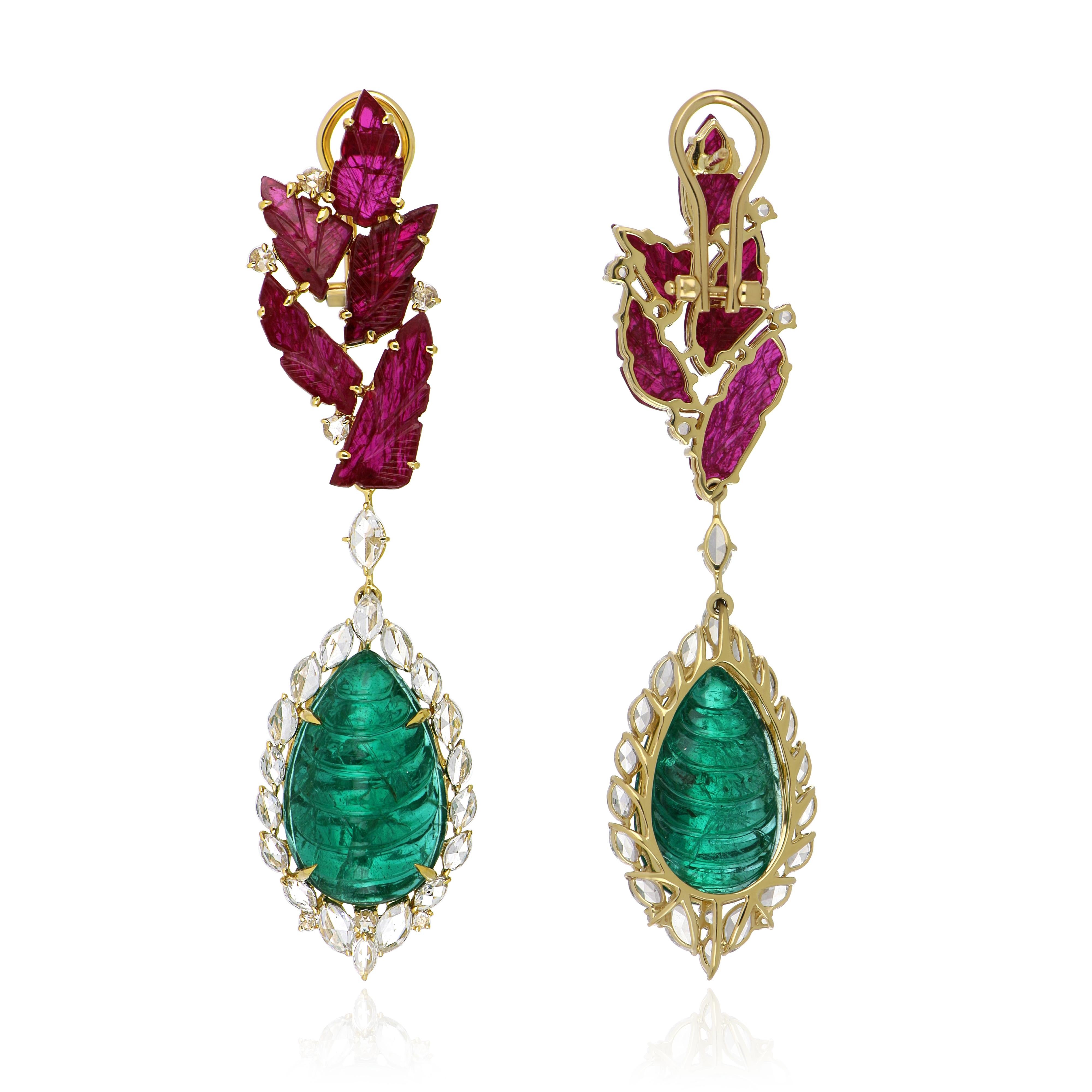 emerald and ruby earrings