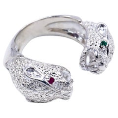 Smaragd Rubin Panther Jaguar Ring Sterlingsilber Tierschmuck J Dauphin