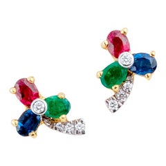 Emerald Ruby Safir Diamond Earrings