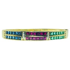 Emerald, Ruby, Sapphire & Diamond Bracelet