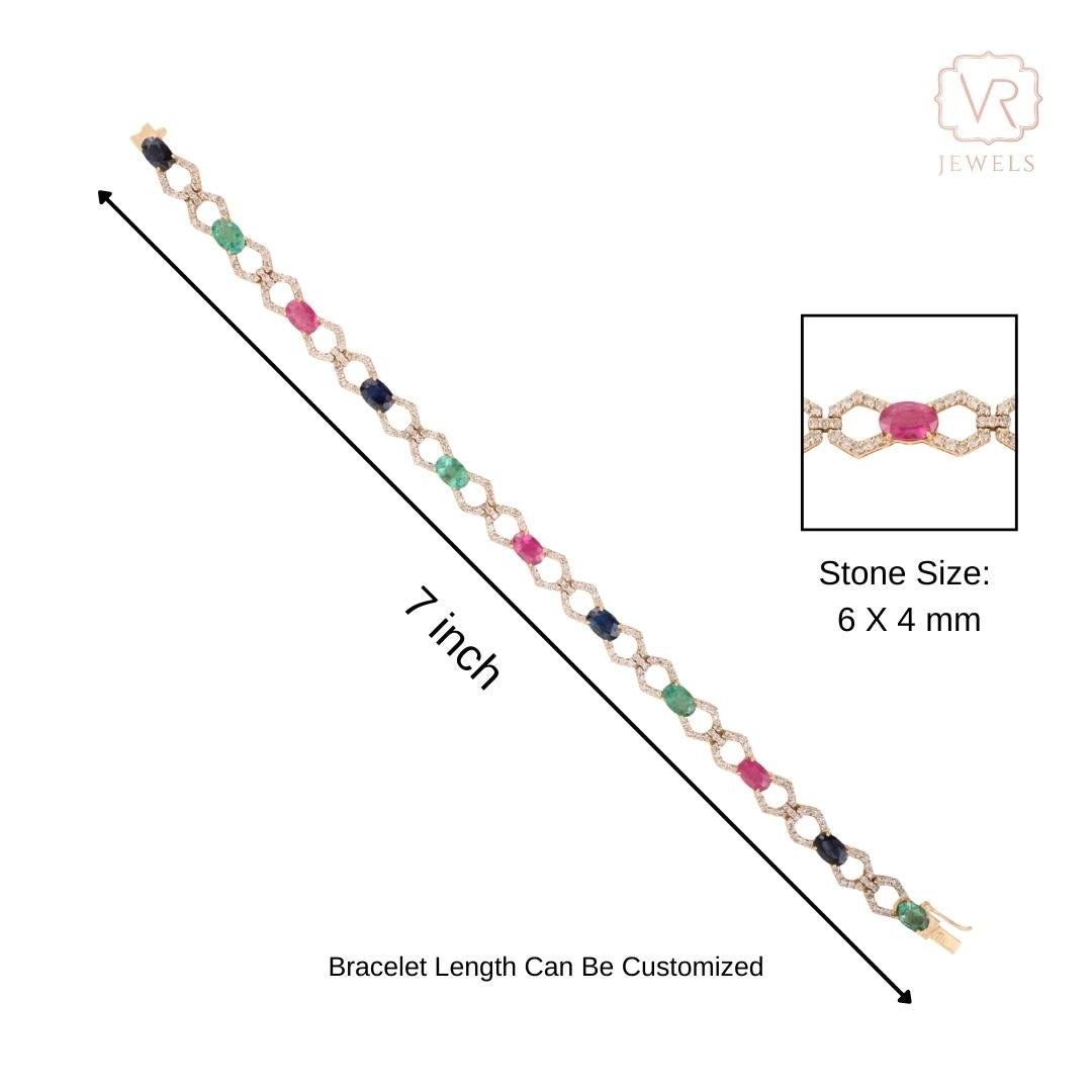 Emerald Ruby Sapphire & Diamond Multicolor Tennis… - image 10