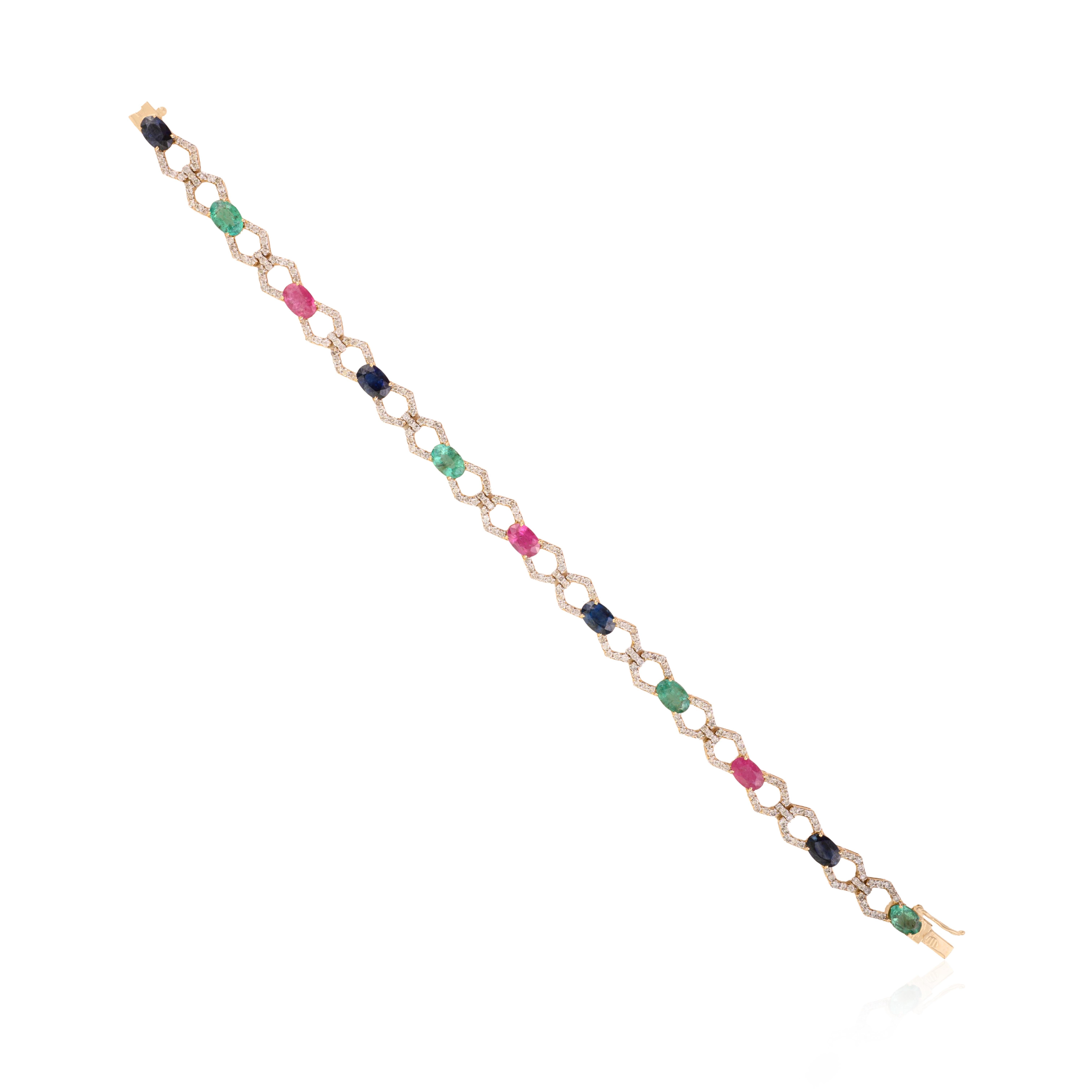 Emerald Ruby Sapphire & Diamond Multicolor Tennis… - image 3