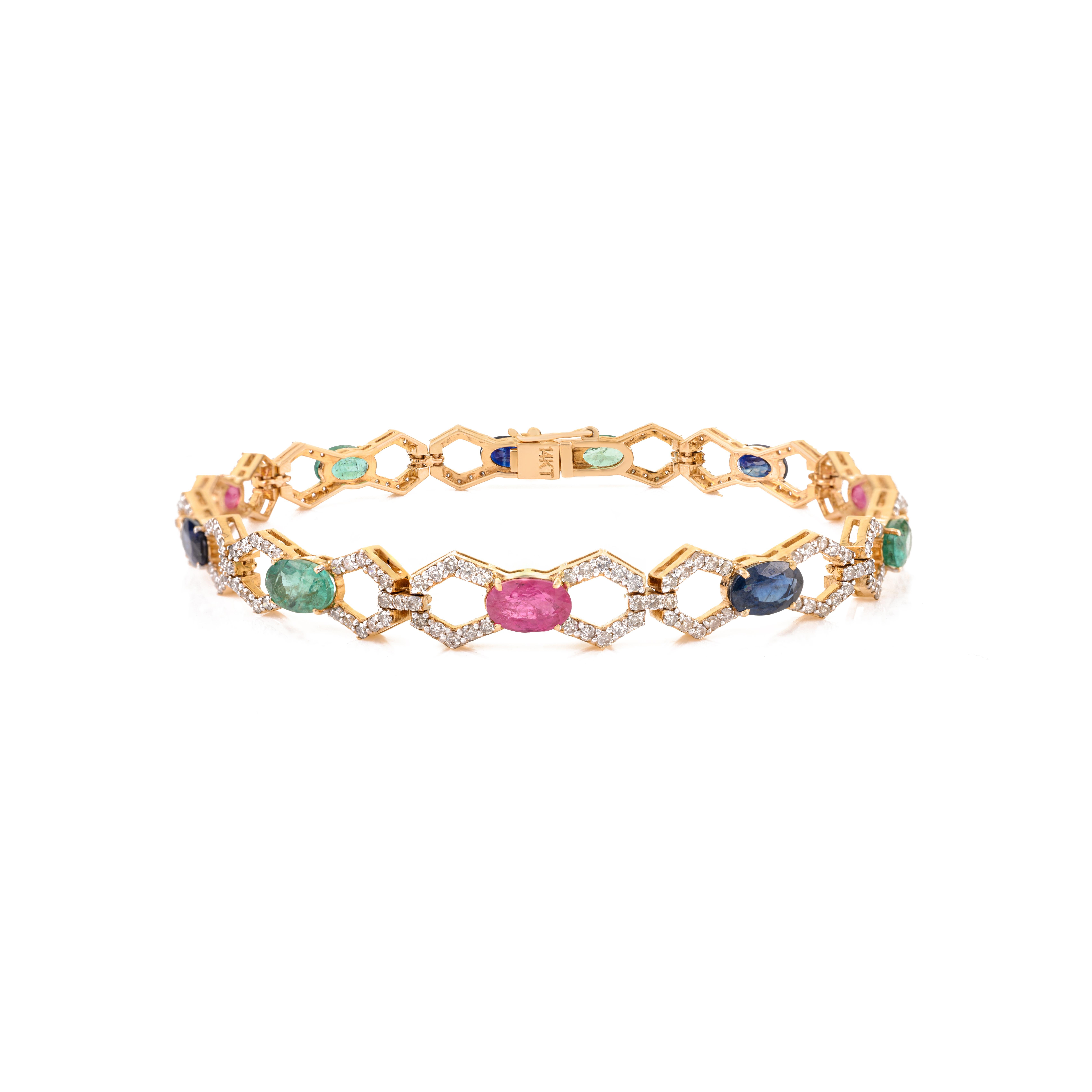 Emerald Ruby Sapphire & Diamond Multicolor Tennis… - image 7