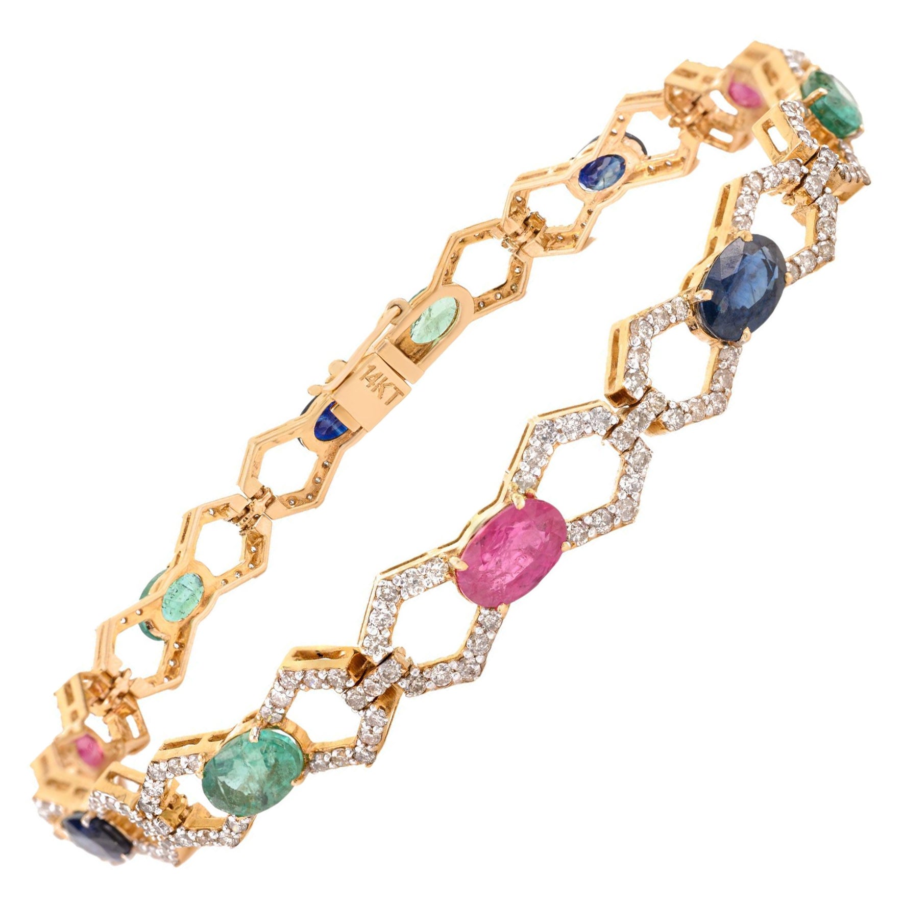 Emerald Ruby Sapphire & Diamond Multicolor Tennis… - image 1