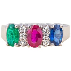 Emerald Ruby Sapphire Diamond Ring