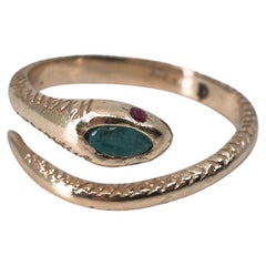 Emerald Ruby Serpent Ring Snake 14k Gold J Dauphin