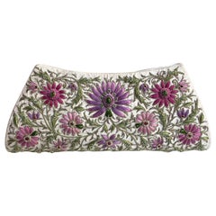 Used Emerald & Ruby Silk Jewel Embroidered Evening Bag