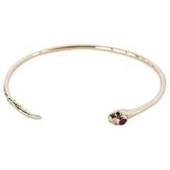Emerald Ruby Snake Bangle Cuff Bracelet Gold Vermeil Animal Jewelry J Dauphin