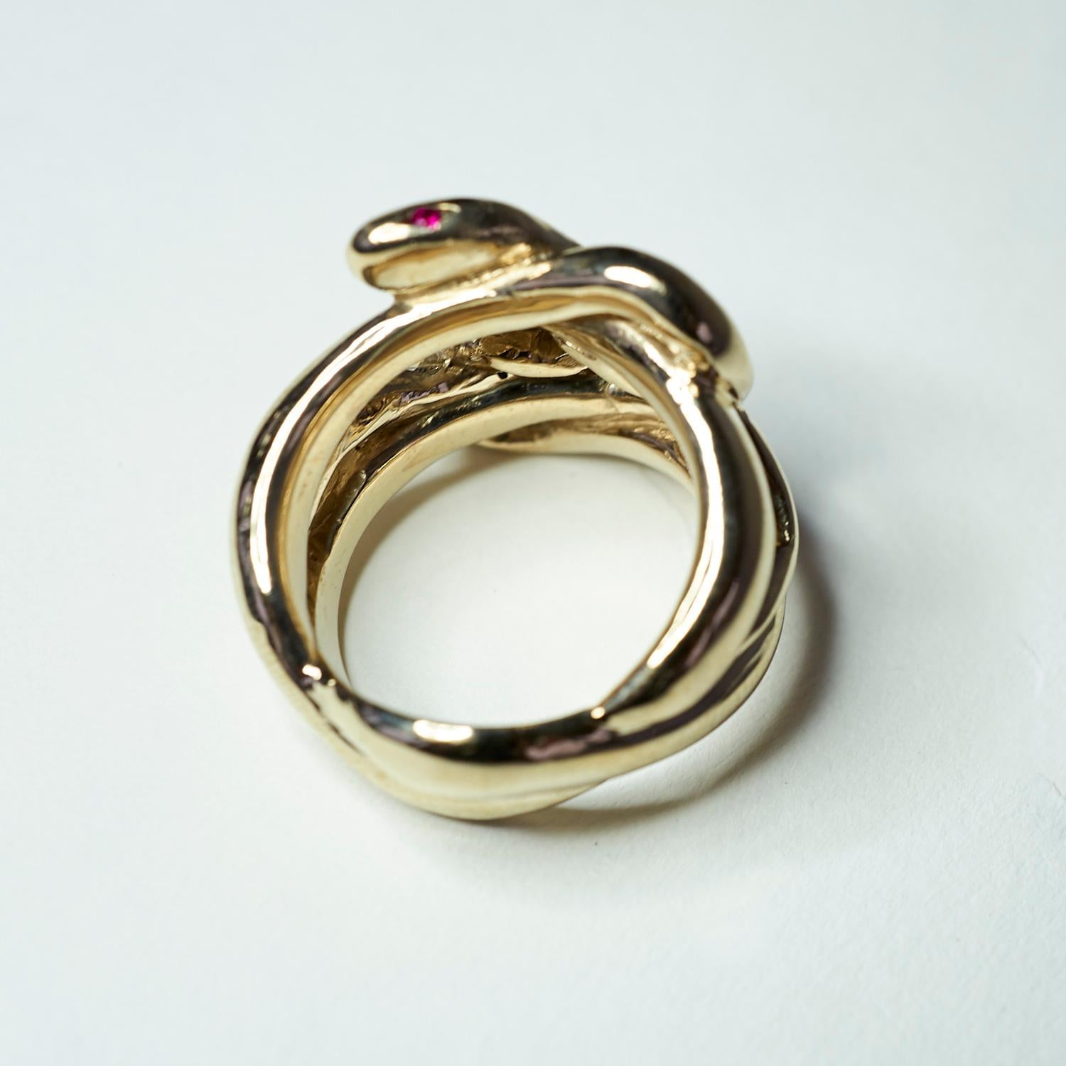 Women's Emerald Ruby Snake Ring Victorian Style Cocktail Ring Bronze J Dauphin