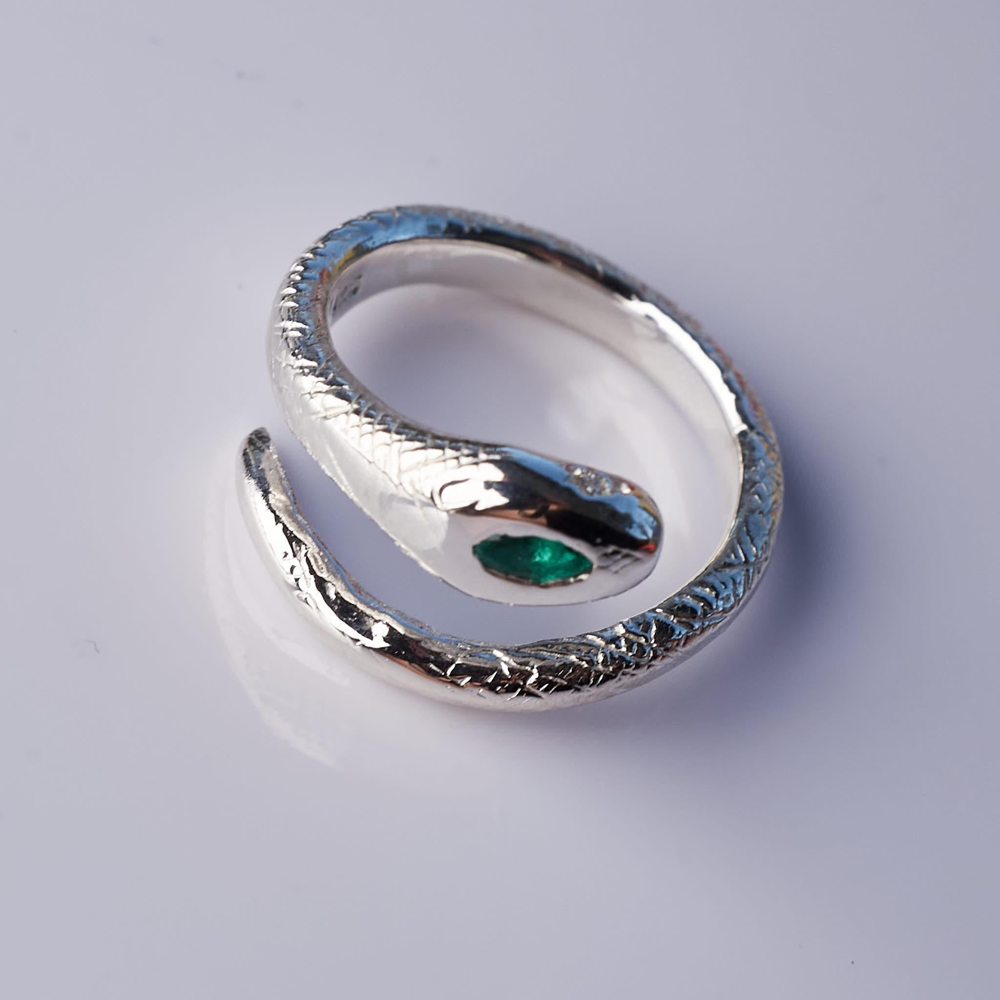 Emerald Ruby Snake Ring Silver Cocktail Style Sterling For Sale 6
