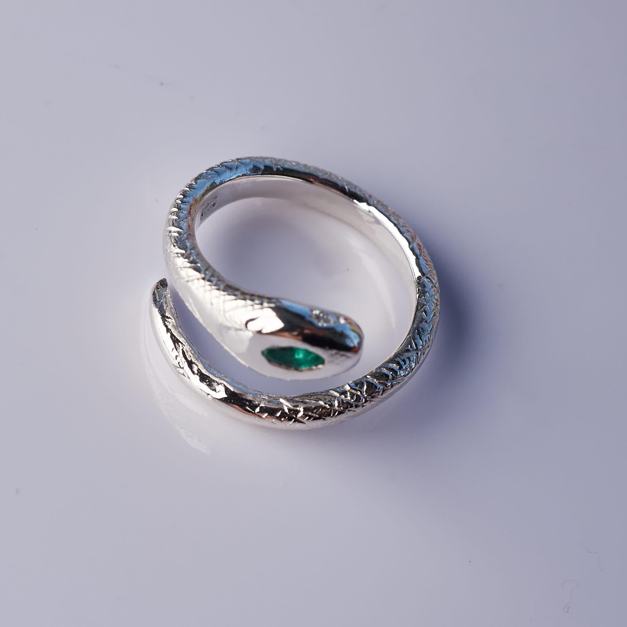 Emerald Ruby Snake Ring Silver Cocktail Style Sterling For Sale 7