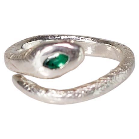 Emerald Snake Ring Sterling Silver Cocktail Style Ruby Eyes J Dauphin

J DAUPHIN 