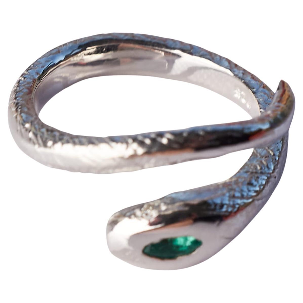 Emerald Ruby Snake Ring Silver Cocktail Style Sterling In New Condition For Sale In Los Angeles, CA