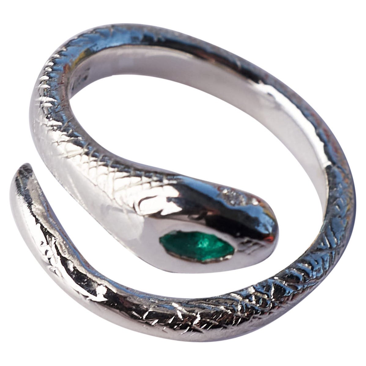 Women's Emerald Ruby Snake Ring Silver Cocktail Style Sterling For Sale