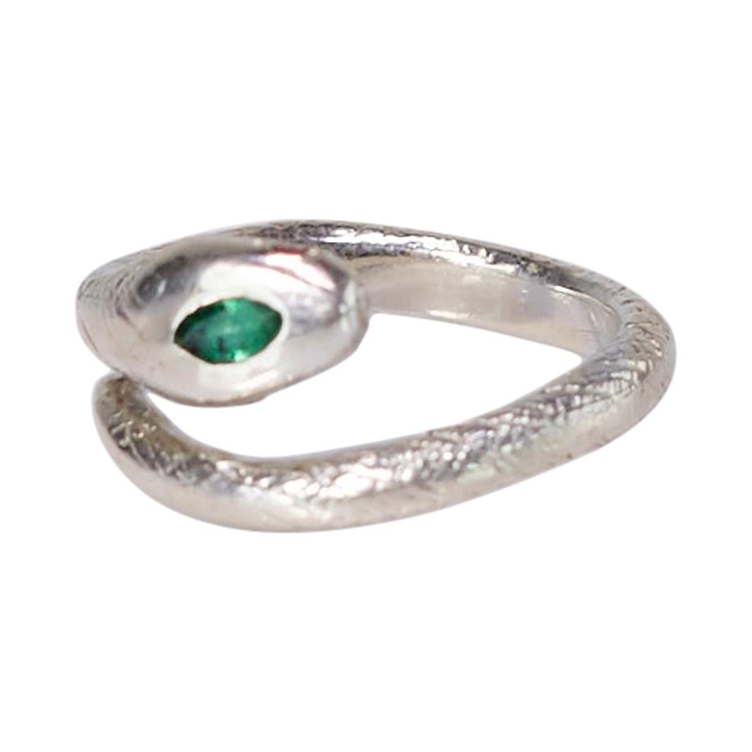 Snake Ring Emerald Ruby Silver Cocktail Ring