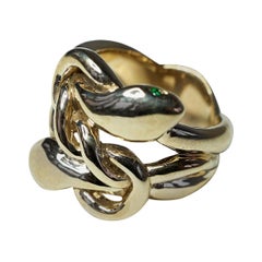 Emerald Ruby Snake Ring Victorian Style Bronze Cocktail J Dauphin