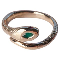 Emerald Ruby Snake Ring Victorian Style Cocktail Ring Bronze Open J Dauphin