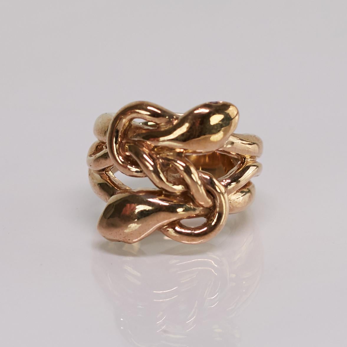 Emerald Ruby Snake Ring Victorian Style Cocktail Ring Gold Vermeil J Dauphin

2 pcs Emerald 2 pcs Ruby eyes on two Snake head Ring Victorian Style
J DAUPHIN 