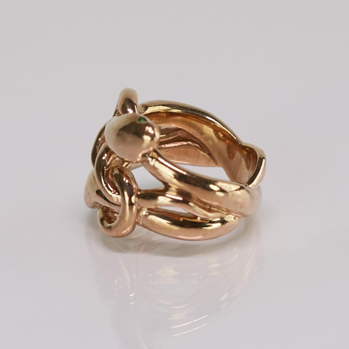 Women's Emerald Ruby Snake Ring Victorian Style Cocktail Ring Gold Vermeil J Dauphin For Sale