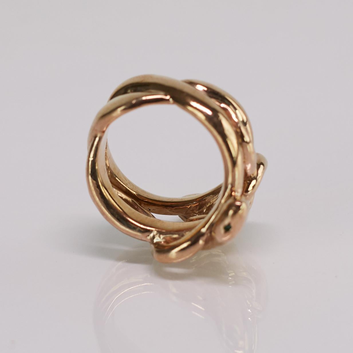 Emerald Ruby Snake Ring Victorian Style Cocktail Ring Gold Vermeil J Dauphin For Sale 2