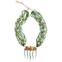 Emerald, Ruby, Tourmaline Gold Necklace
