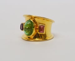 Emerald Ruby Yellow Gold Band Ring