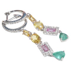 Emerald Saphire Brilliant Creole Earrings colorful is hip admirable Combination