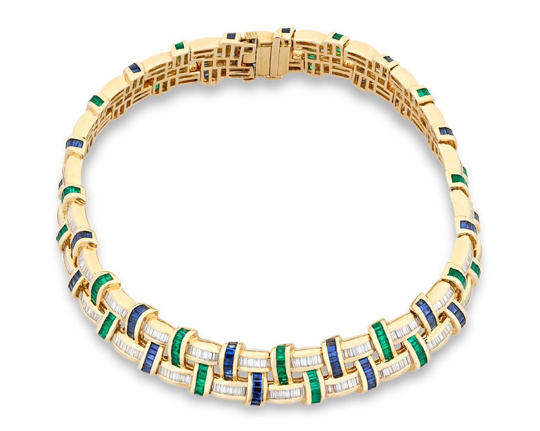 Emerald, Sapphire and Diamond Necklace by Charles Krypell at 1stDibs