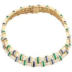 Emerald, Sapphire and Diamond Necklace by Charles Krypell