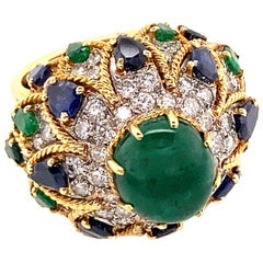 Emerald, Sapphire and Diamond Vintage Ring