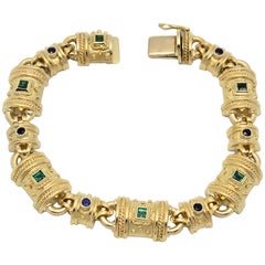 Emerald, Sapphire and Yellow Gold Bracelet