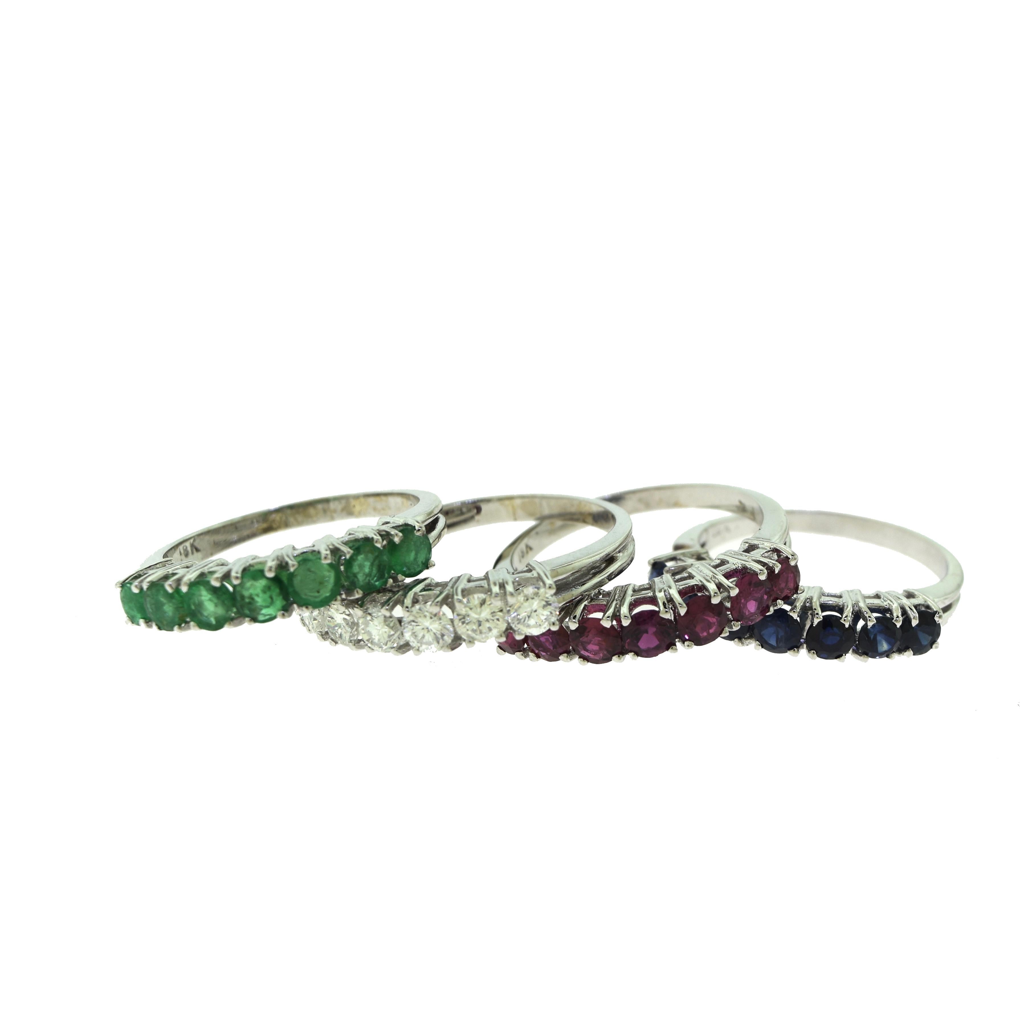 emerald and sapphire stackable rings