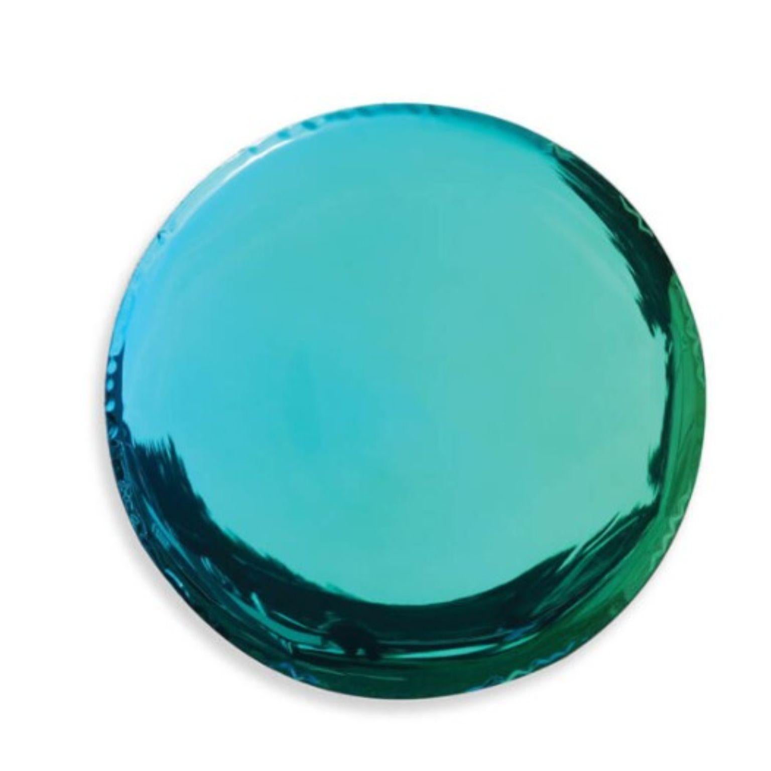 Emerald sapphire Oko 36 sculptural wall mirror by Zieta
Dimensions: Diameter 36 x Depth 6 cm 
Material: Stainless steel. 
Finish: Sapphire/emerald.
Available in finishes: stainless steel, deep space blue, emerald, sapphire, sapphire/emerald, dark