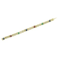 Emerald, Sapphire, Ruby and Diamond Bracelet in 18k Yellow Gold