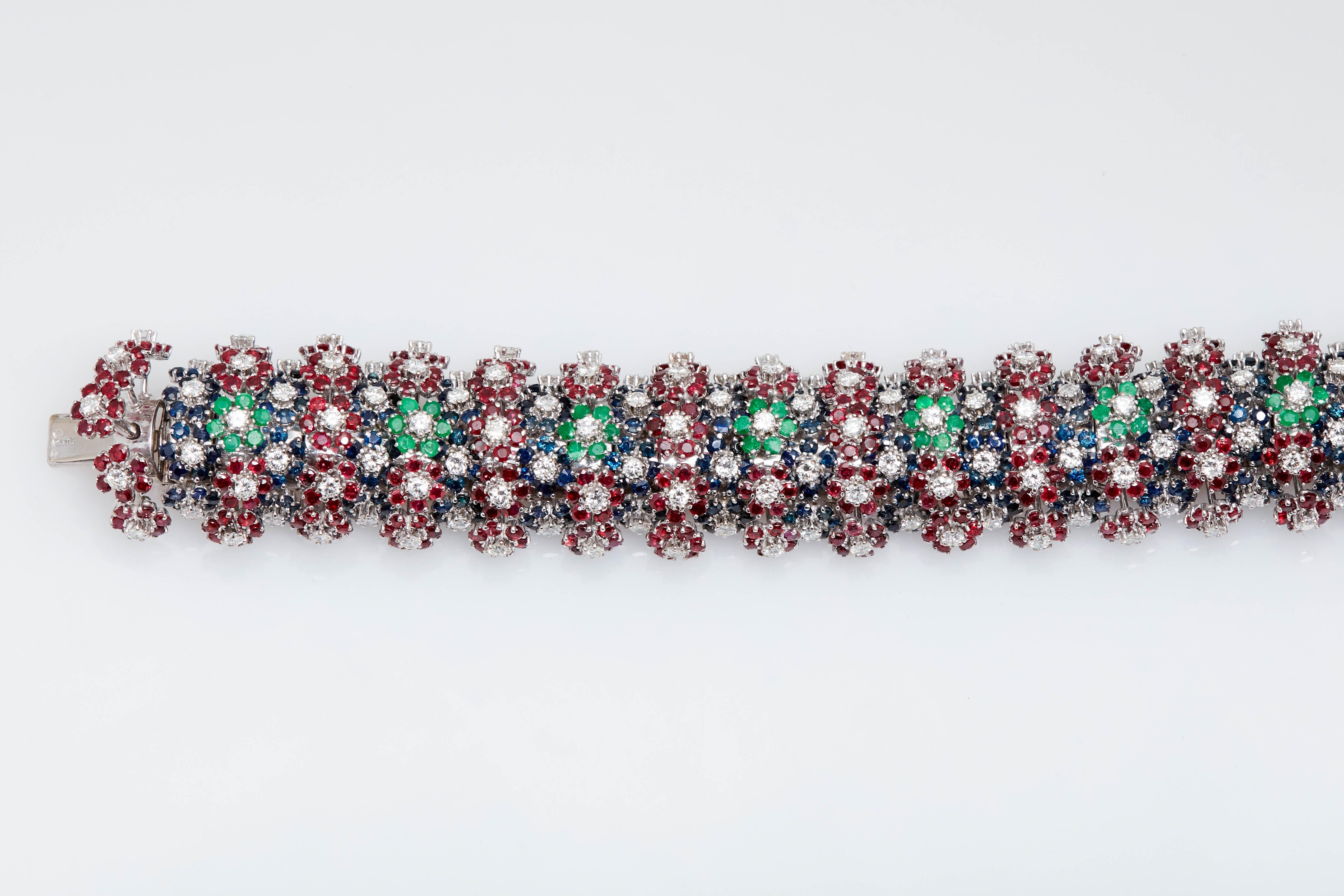 Esmeralda Zafiro Rubí Diamante Pulsera en Bueno estado para la venta en New York, NY