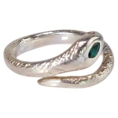 Emerald Serpent Ring Sterling Silver Marquise Gemstone Ruby Eyes  J DAUPHIN