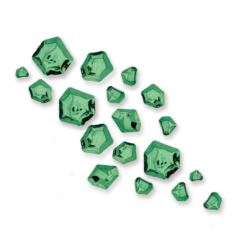 Emerald Set de 18 Kamyki décorations murales par Zieta
Dimensions : Diamètre 7 x H 20 cm 
Matériau : Acier inoxydable. 
Finition : Emeraude.
Disponible en finitions : Acier inoxydable, Deep Space Blue, Emeraude, Saphire, Saphire/Emeraude. Également