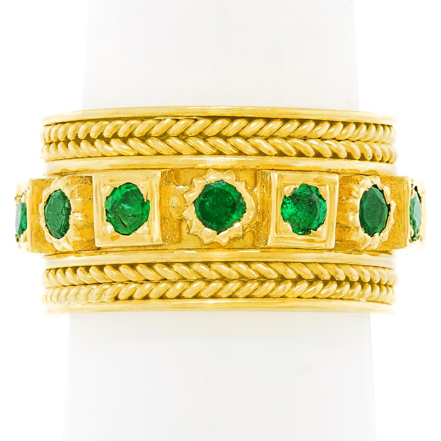 Round Cut Emerald-set Renaissance Revival Ring
