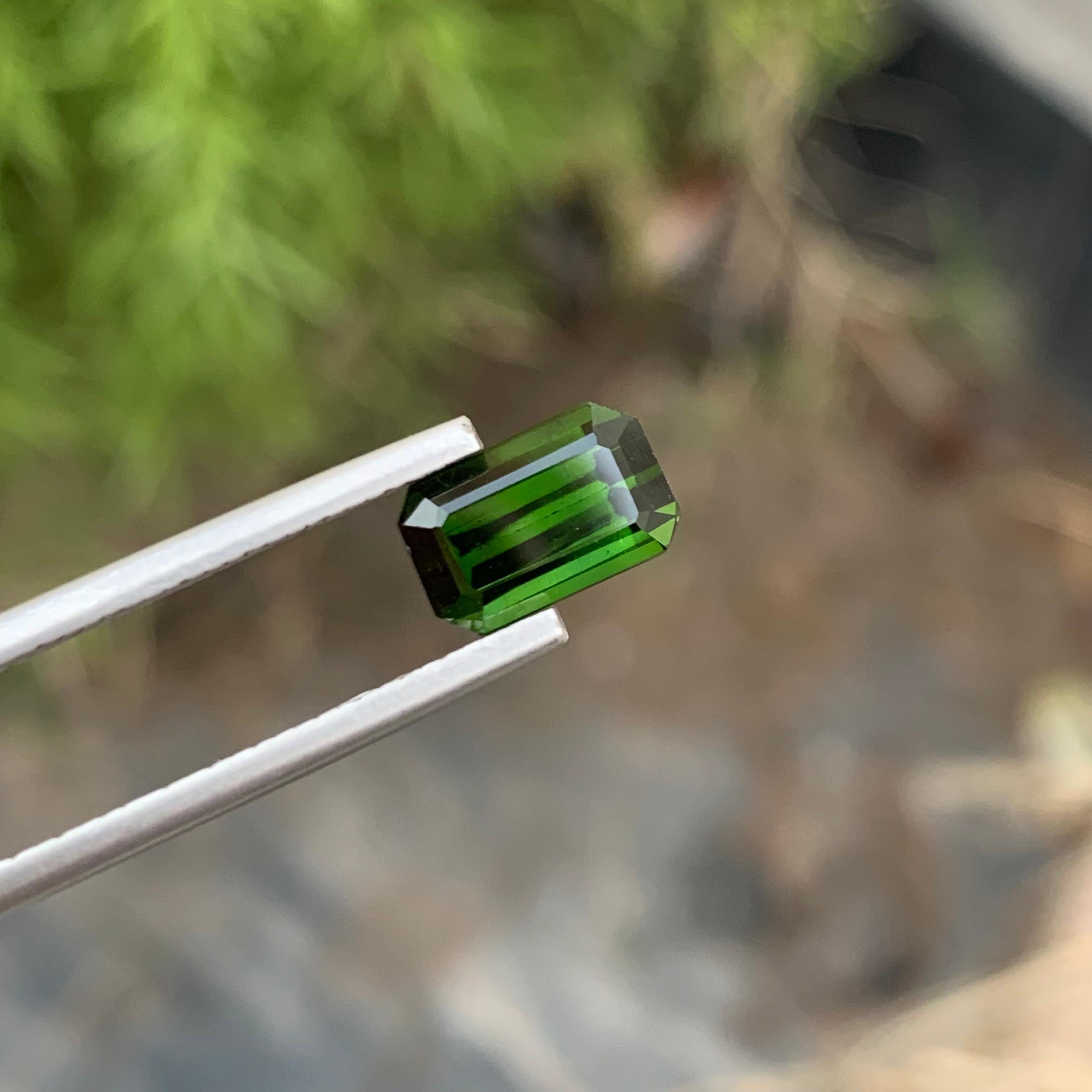 Arts and Crafts Emerald Shape Natural Loose Green Tourmaline 2.60 Carat Earth Mine Gem  For Sale