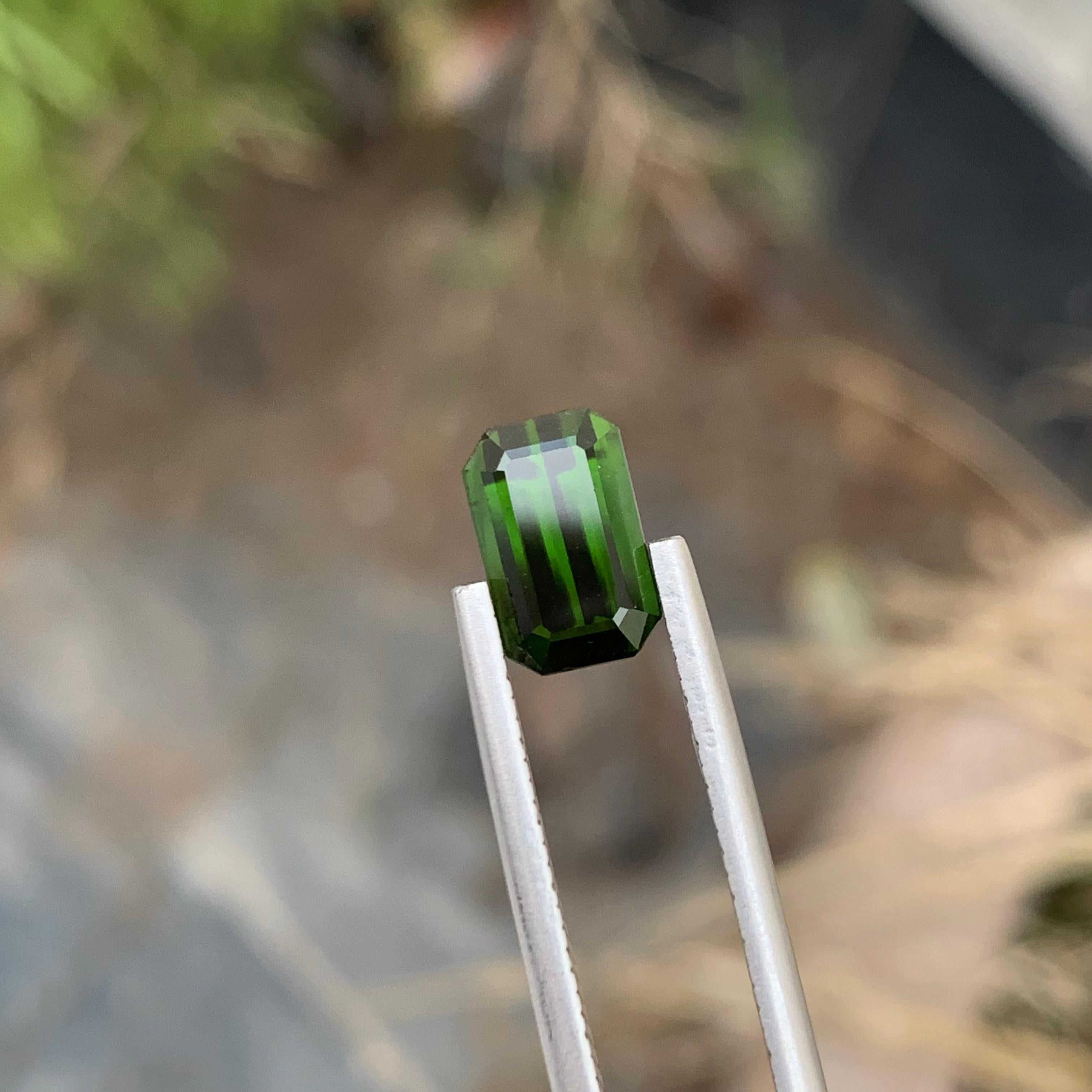 Women's or Men's Emerald Shape Natural Loose Green Tourmaline 2.60 Carat Earth Mine Gem  For Sale