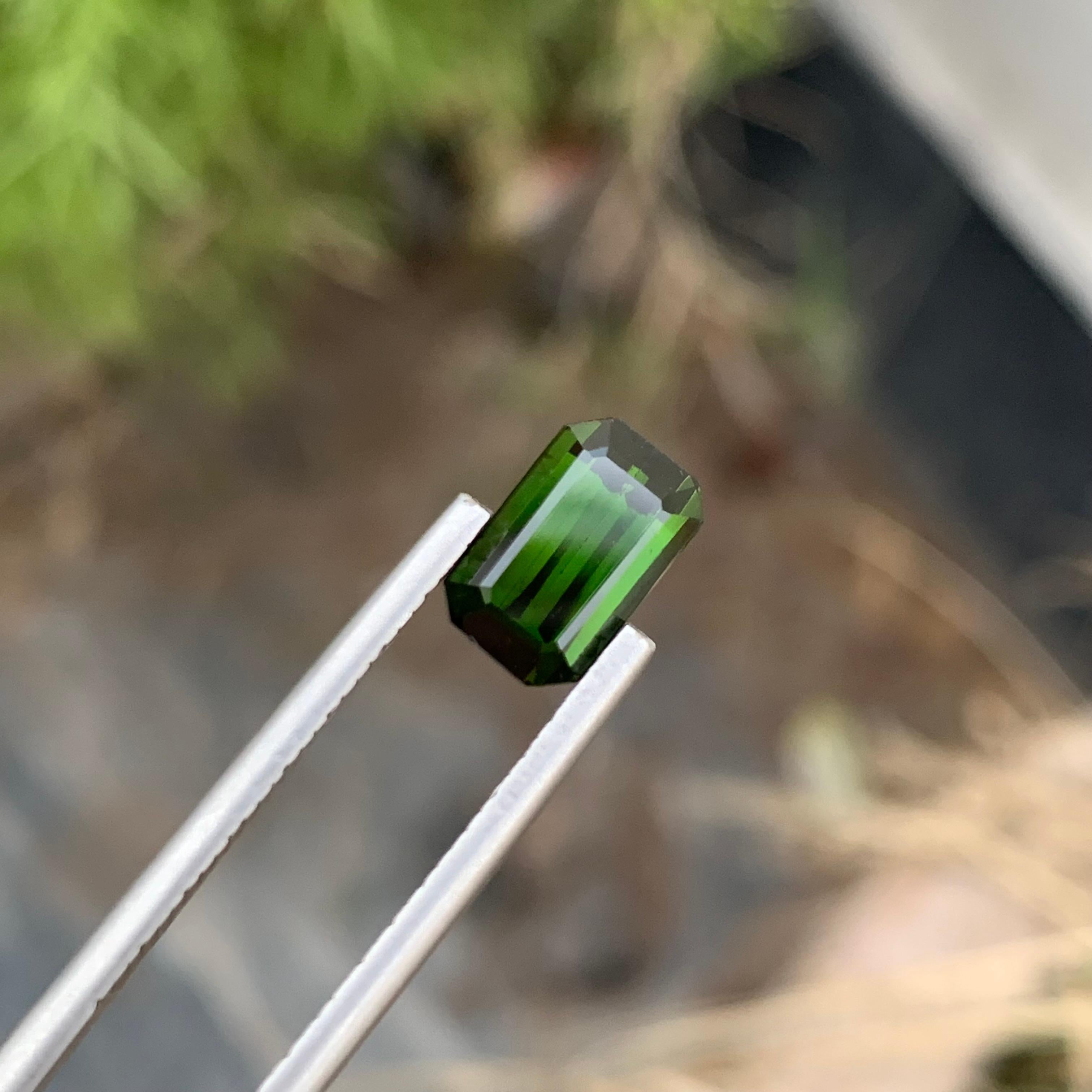 Emerald Shape Natural Loose Green Tourmaline 2.60 Carat Earth Mine Gem  For Sale 1