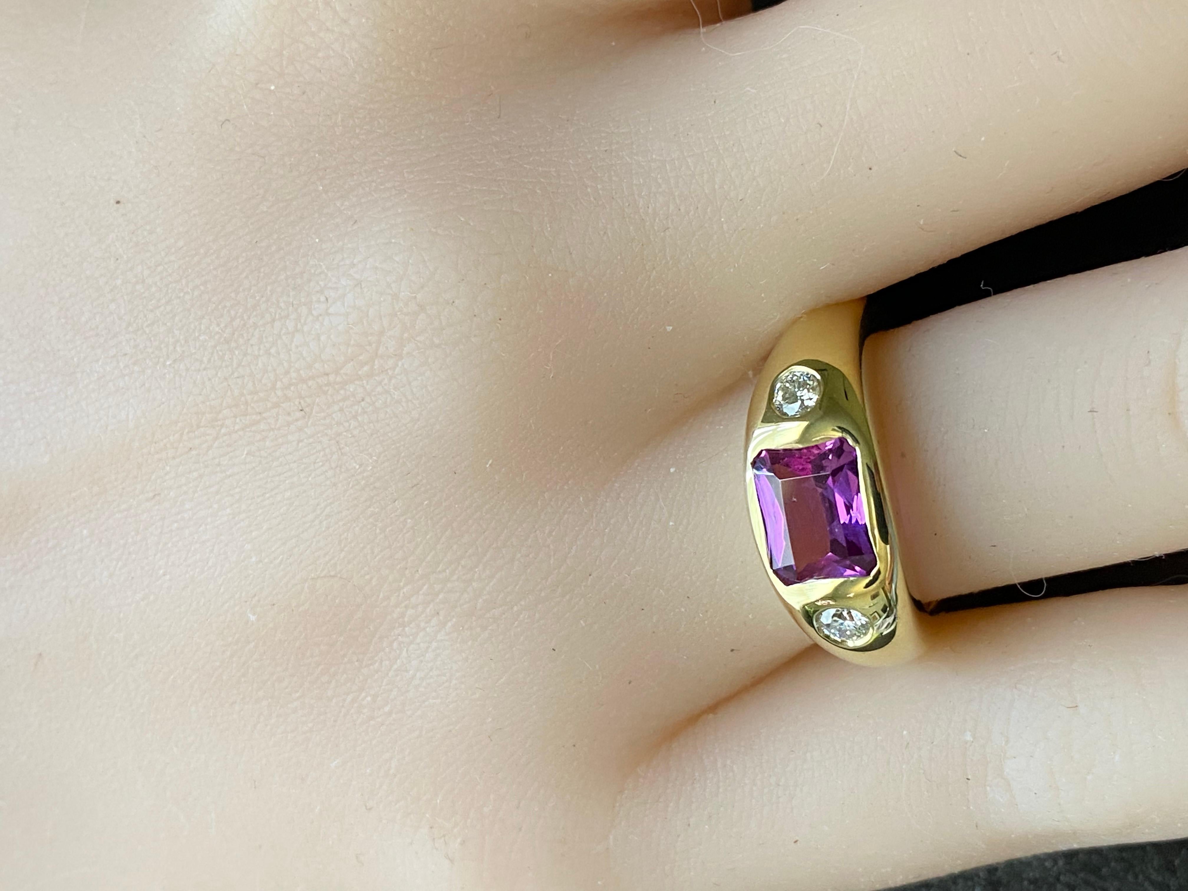 Pink Sapphire Diamond 2.10 Carat Ring 18 Karat Yellow Gold Cocktail Ring 2