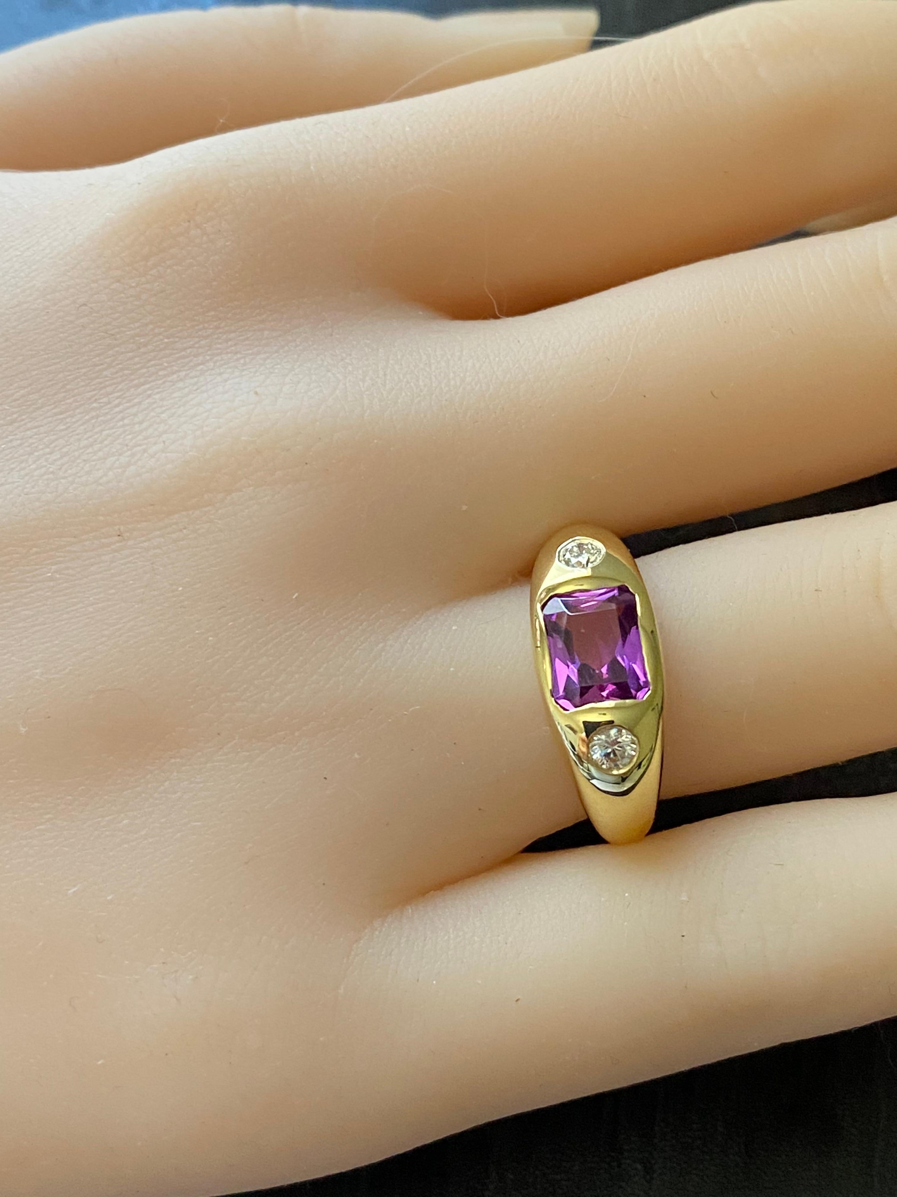 Pink Sapphire Diamond 2.10 Carat Ring 18 Karat Yellow Gold Cocktail Ring 3