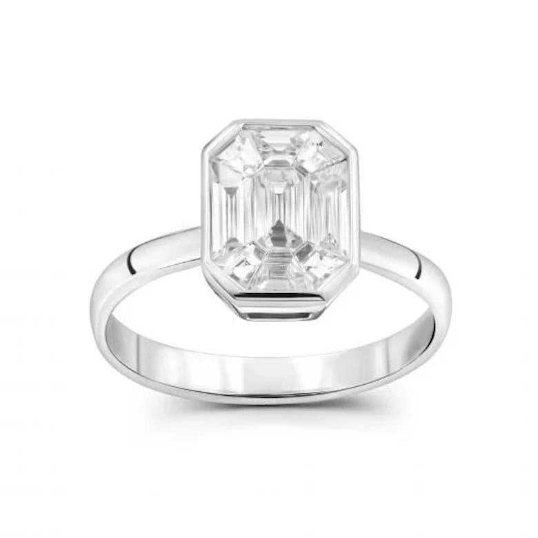Smaragdförmiger Ohrstecker Diamant Weiß 18K Gold Ring für Sie im Zustand „Neu“ im Angebot in Genève, GE