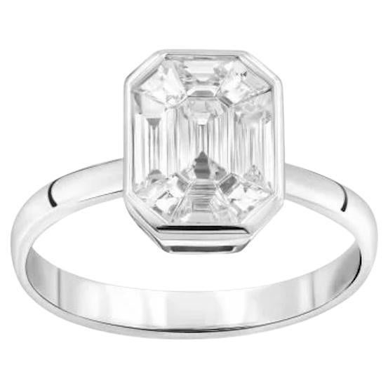 Smaragdförmiger Ohrstecker Diamant Weiß 18K Gold Ring für Sie im Angebot