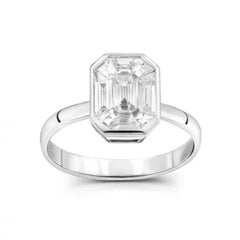 Emerald Shape Studs Diamond White Gold Earrings for Her
