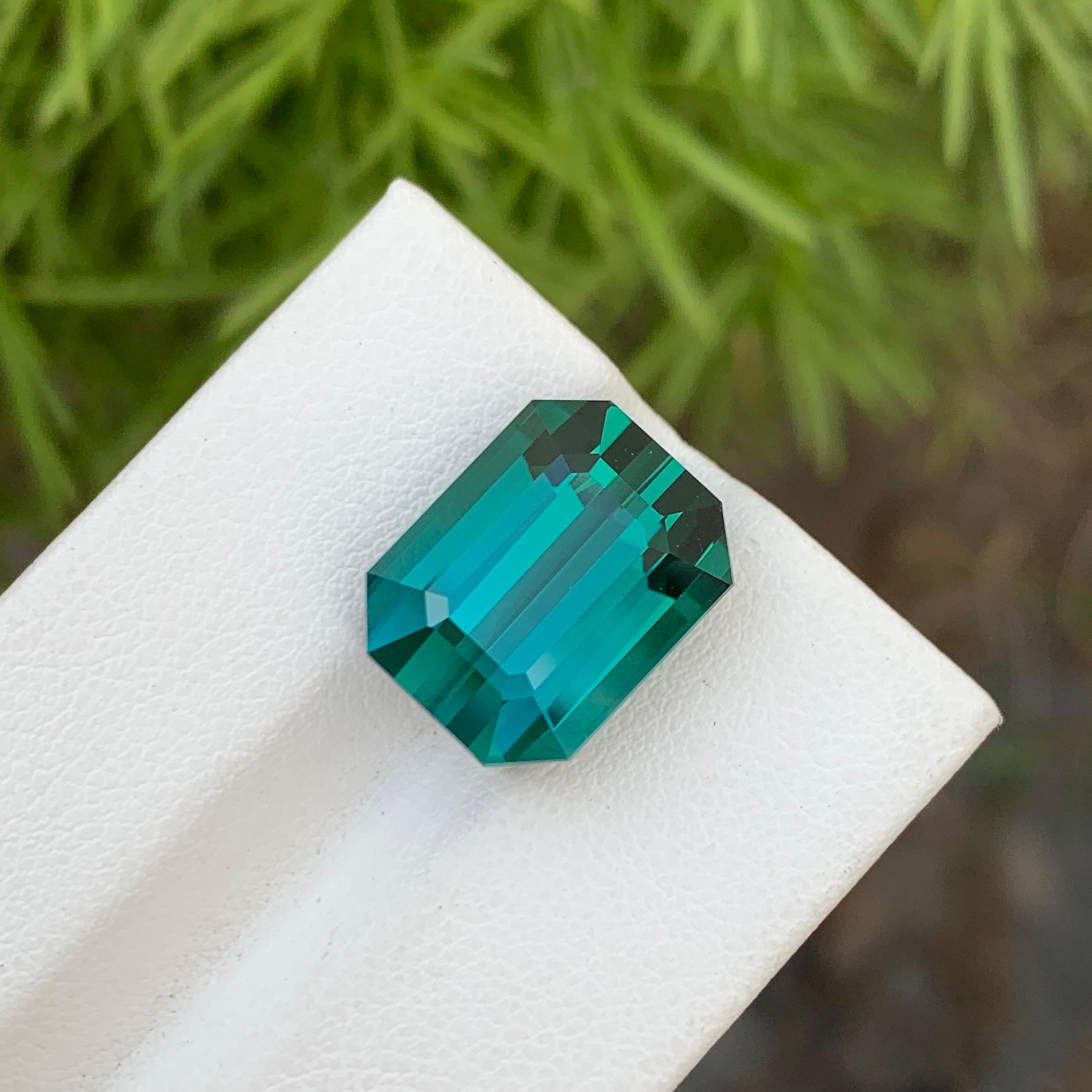 Emerald Shape Stunning 13.10 Carats SI Quality Natural Loose Lagoon Tourmaline  For Sale 4