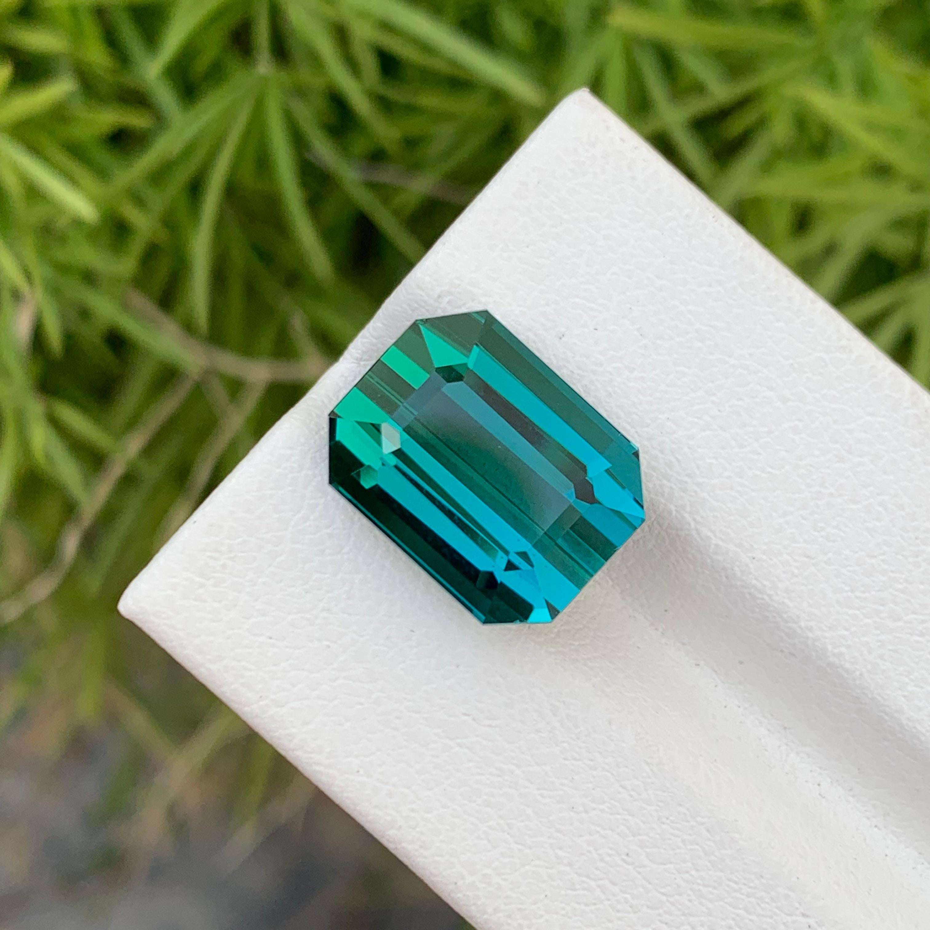 Emerald Shape Stunning 13.10 Carats SI Quality Natural Loose Lagoon Tourmaline  For Sale 1