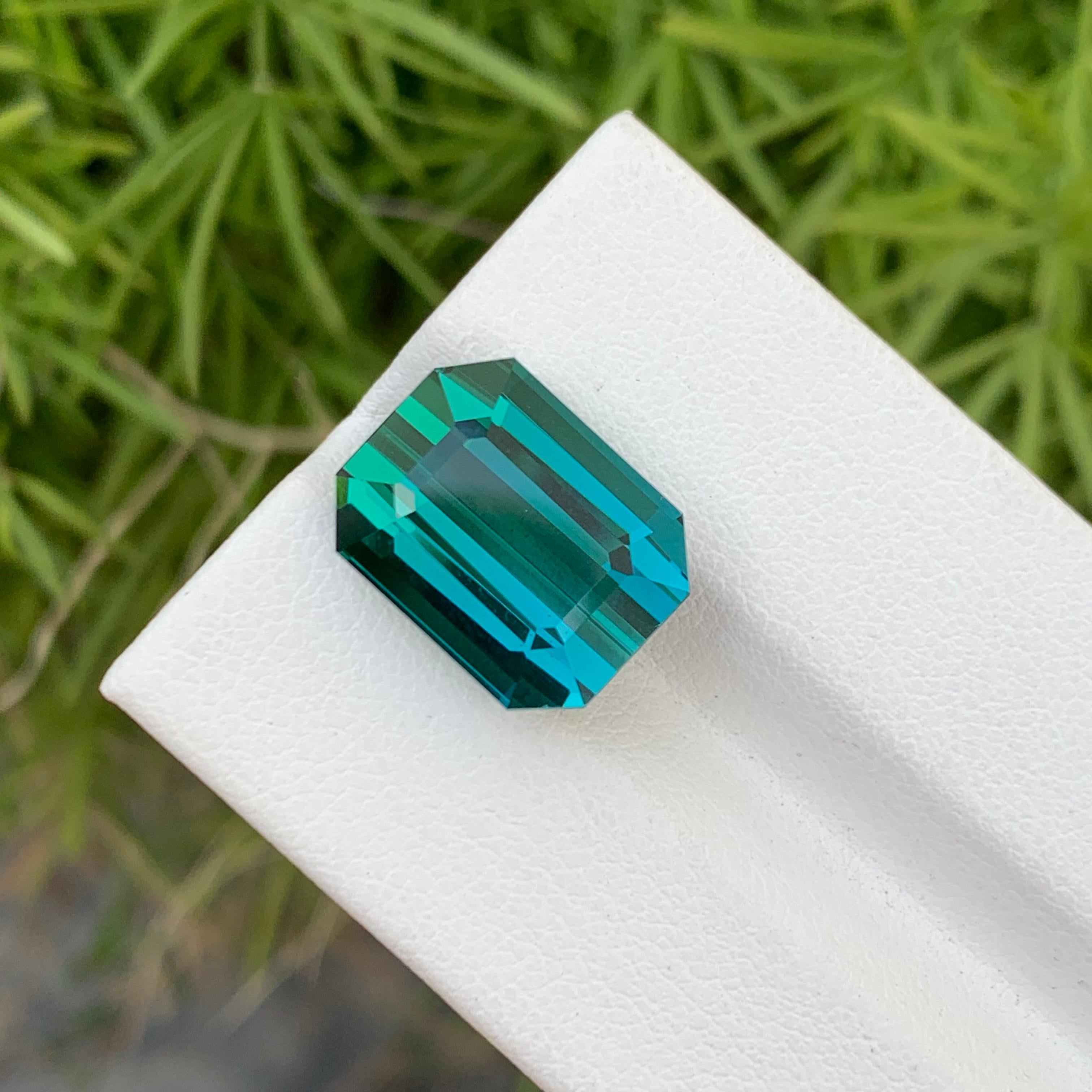 Emerald Shape Stunning 13.10 Carats SI Quality Natural Loose Lagoon Tourmaline  For Sale 2